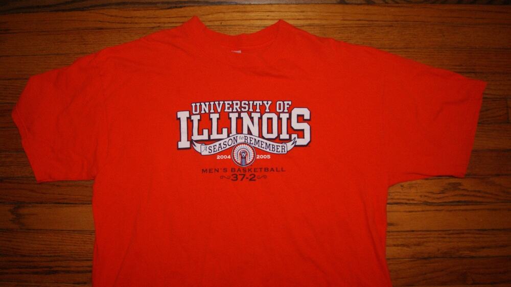 ILLINOIS FIGHTING ILLINI CHIEF Basketball 2004-2005 XL TShirt Season To Remember